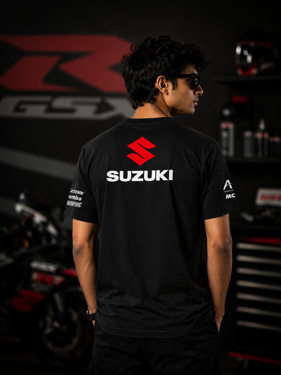 S Busa GSX Inspired Black Cotton T-Shirt