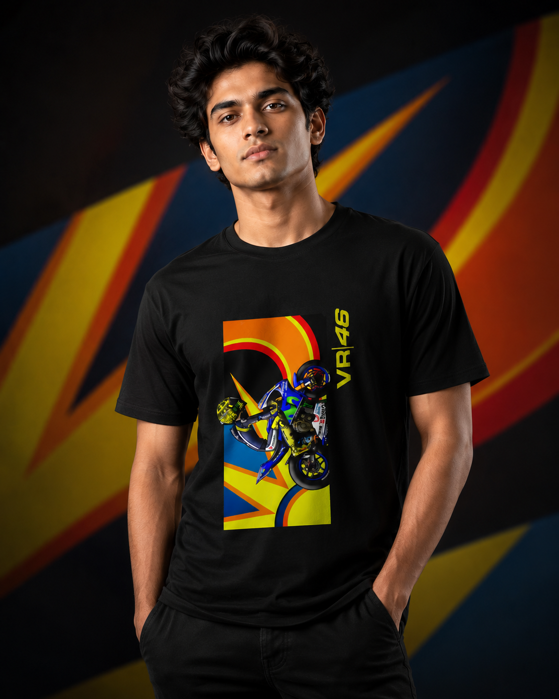 Valentino Rossi VR 46 Inspired Art 4.0 Black Cotton T-shirt