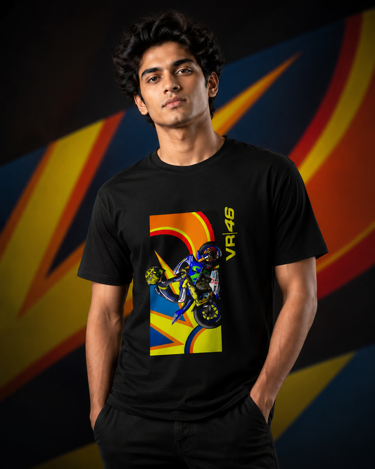 Valentino Rossi VR 46 Inspired Art 4.0 Black Cotton T-shirt