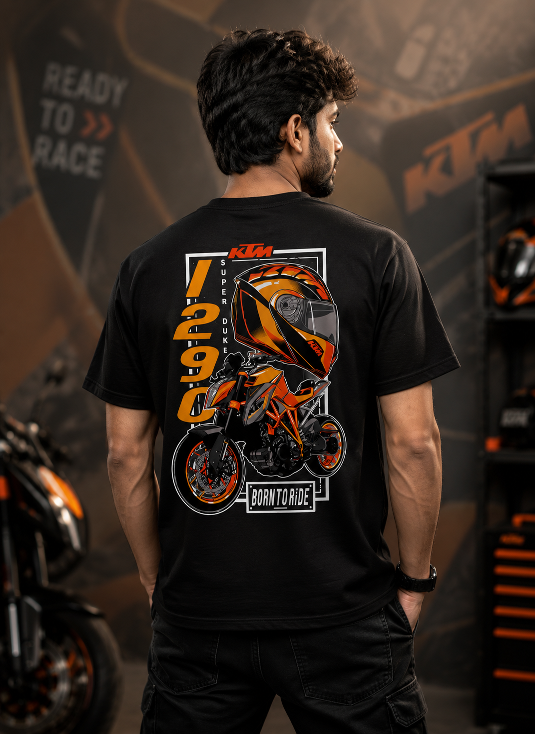 Fan Art Born to Ride Black Cotton T-Shirt