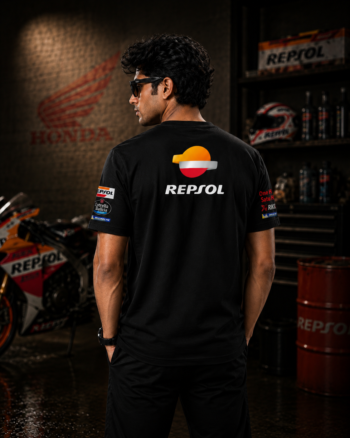Marc Marquez HRC Racing Team Black Cotton T-shirt