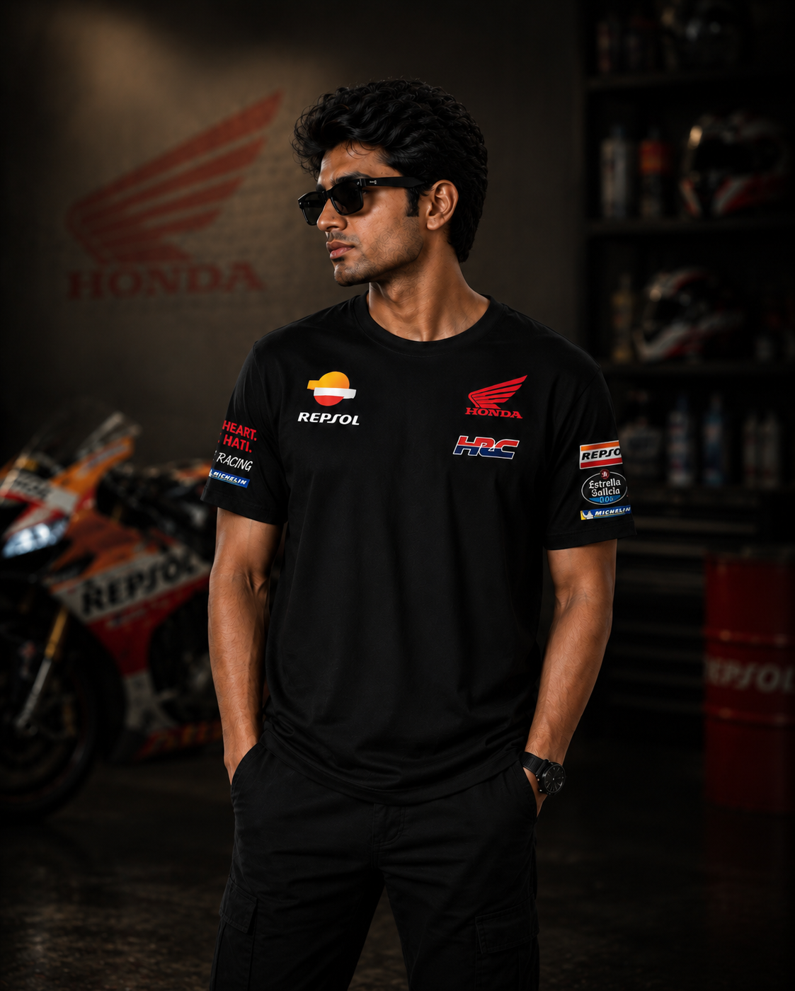 Marc Marquez HRC Racing Team Black Cotton T-shirt