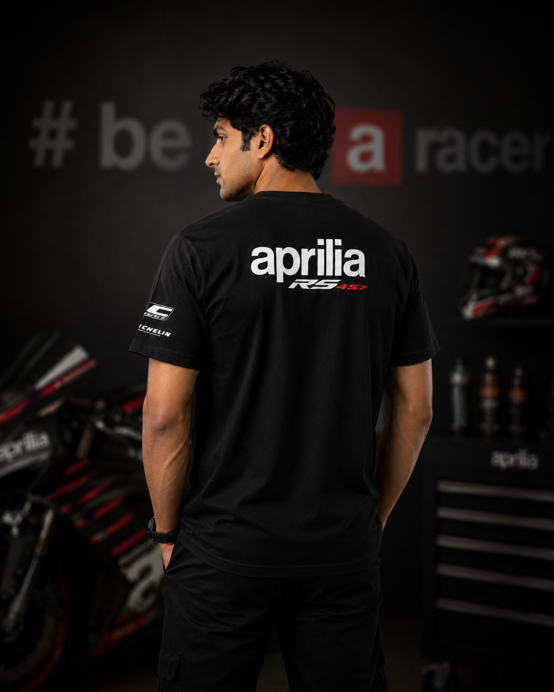 RS457 Racing Black Cotton T-shirt