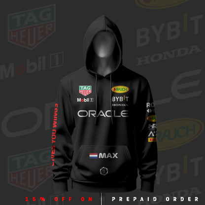 Max Verstappen F1 Racing Inspired Black Drop Shoulder Hoodie