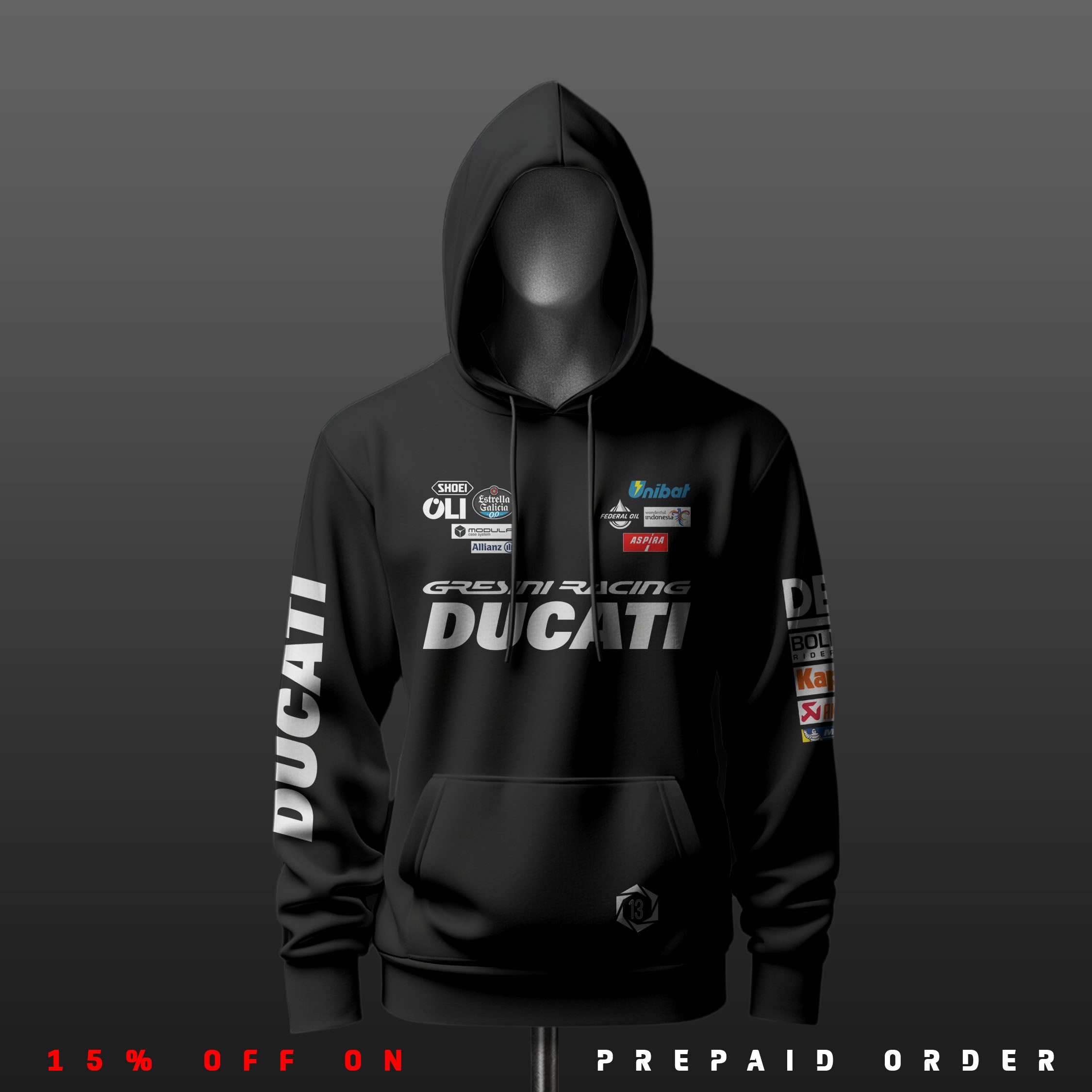 D G Racing Inspired Black Drop Shoulder Hoodie