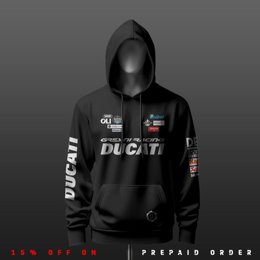 Ducati Gresini Racing Inspired Black Drop Shoulder Hoodie