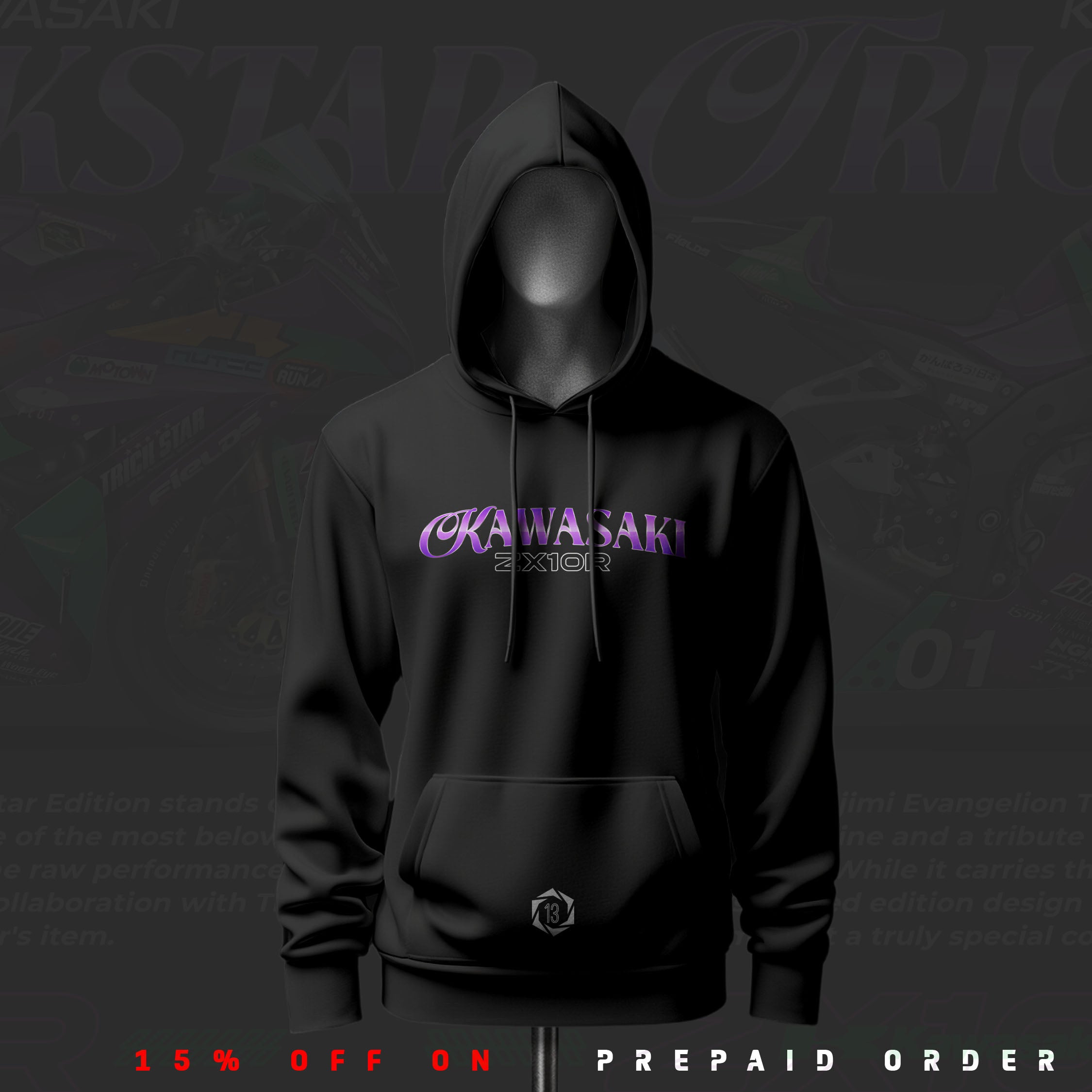 KRT Trickstar ART Inspired Black Drop Shoulder Hoodie
