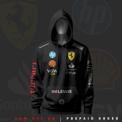 Lewis Hamilton New F1 Racing Team Inspired Black Drop Shoulder Hoodie