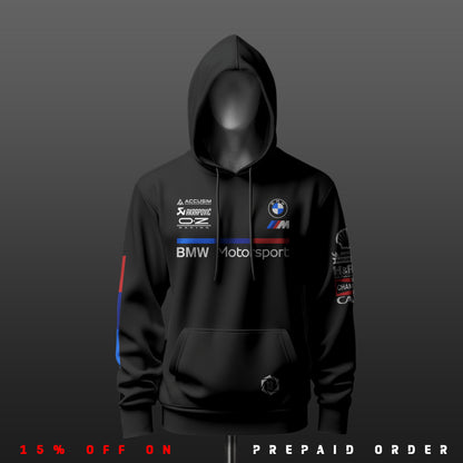 BMW Motorsport Inspired Black Drop Shoulder Hoodie