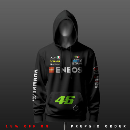 Valentino Rossi VR46 2.0 Inspired Black Drop Shoulder Hoodie