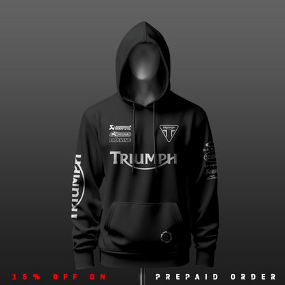 Triumph Racing Inspired Black Drop Shoulder Hoodie