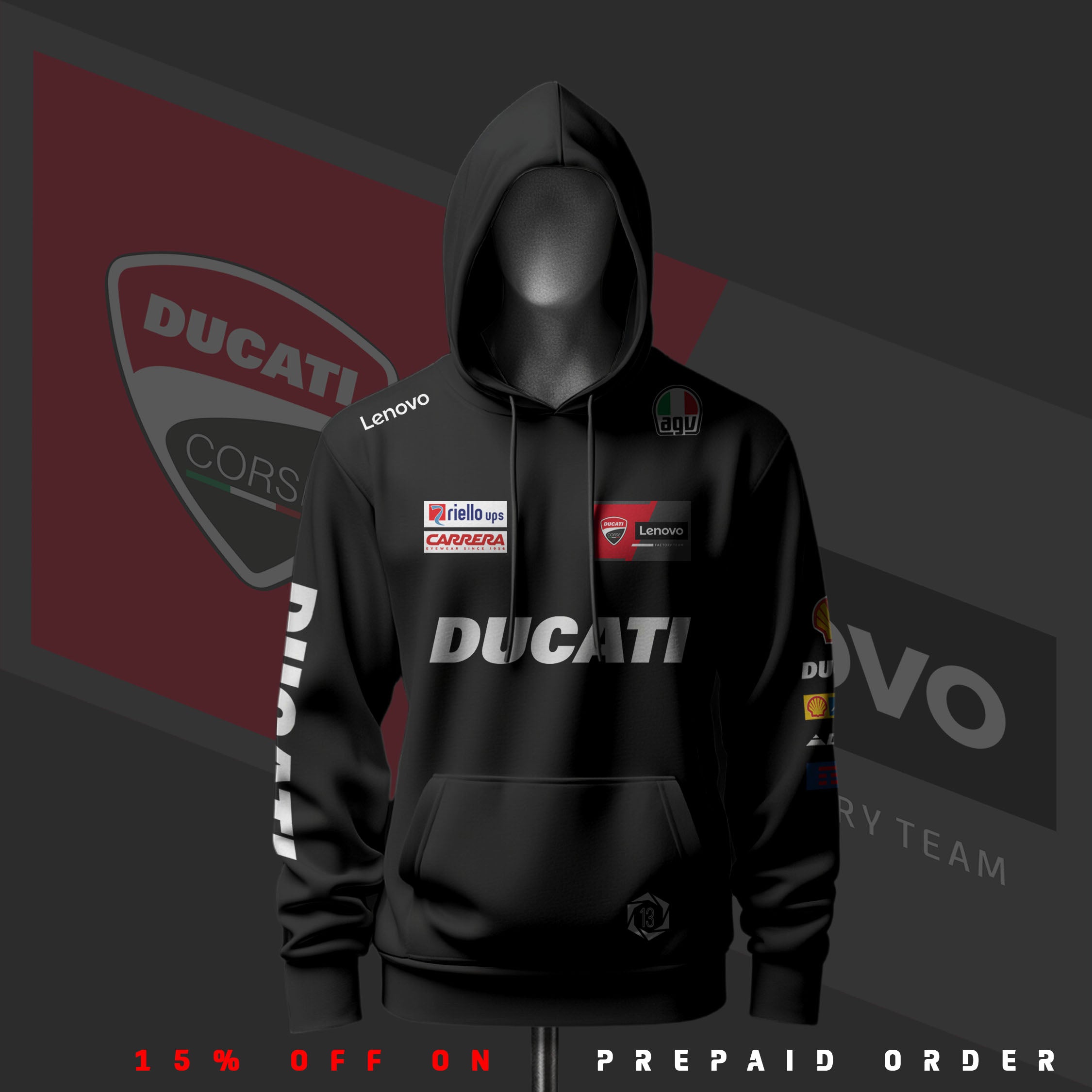 Marc Marquez Ducati Edition Black Hoodie 13 Store