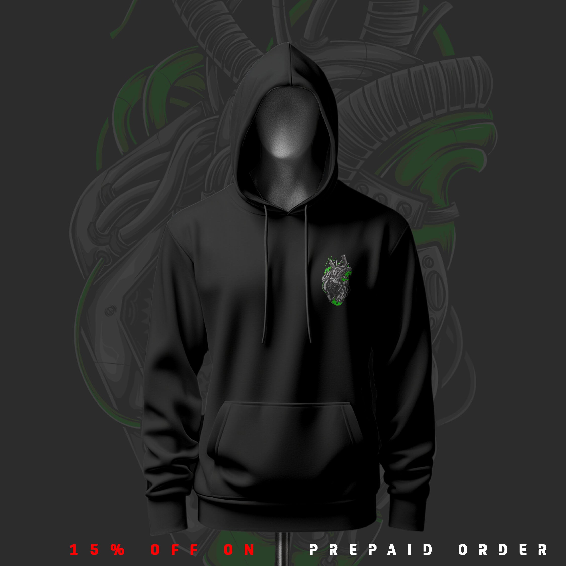 KRT Art Inspired Black Drop Shoulder Hoodie