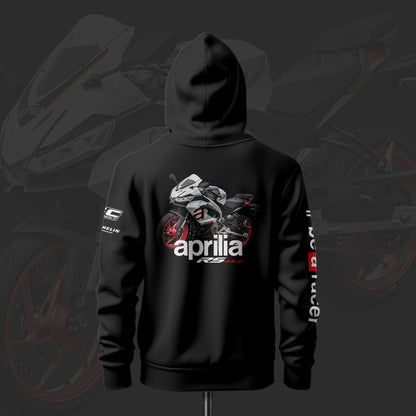 Aprilia RS-457 Be a racer Aprilia Inspired Black Drop Shoulder Hoodie