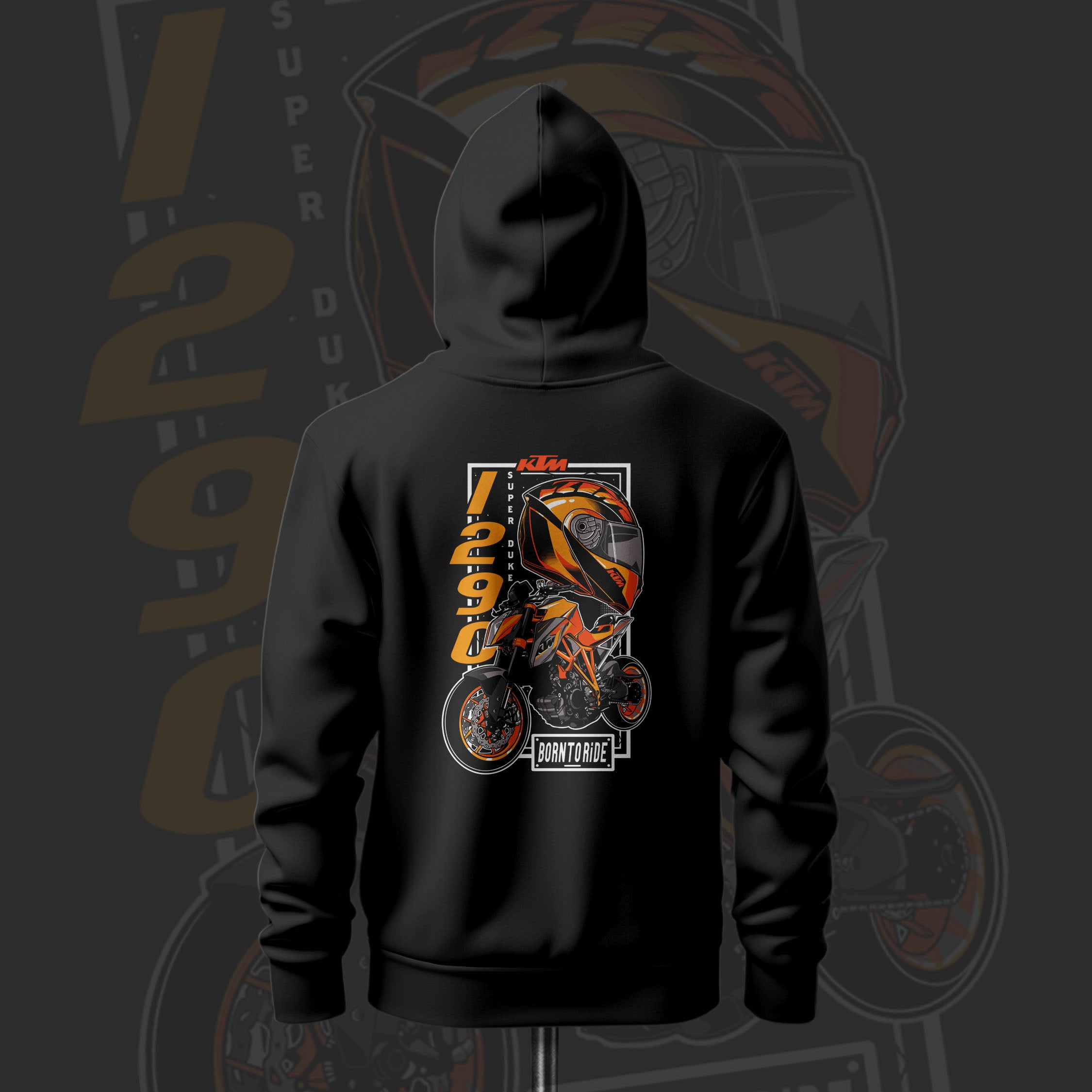 Born to Ride Inspired Art Black Drop Shoulder Hoodie