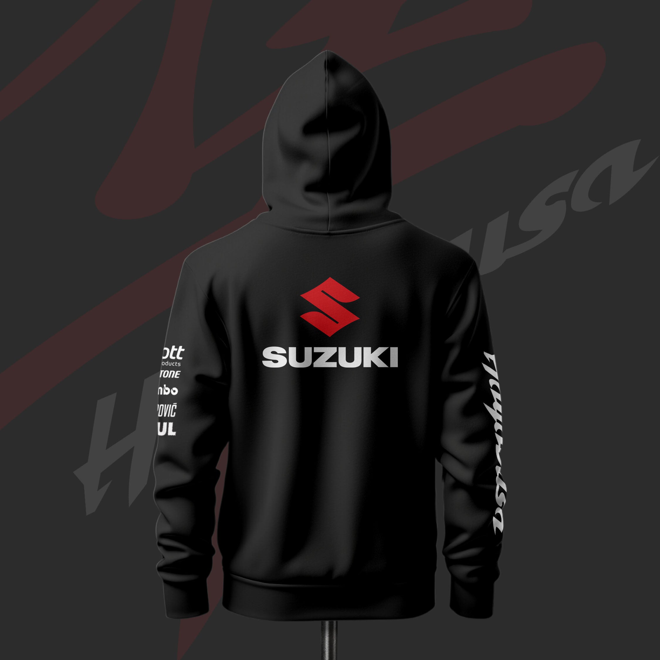 S Busa Inspired Black Drop Shoulder Hoodie