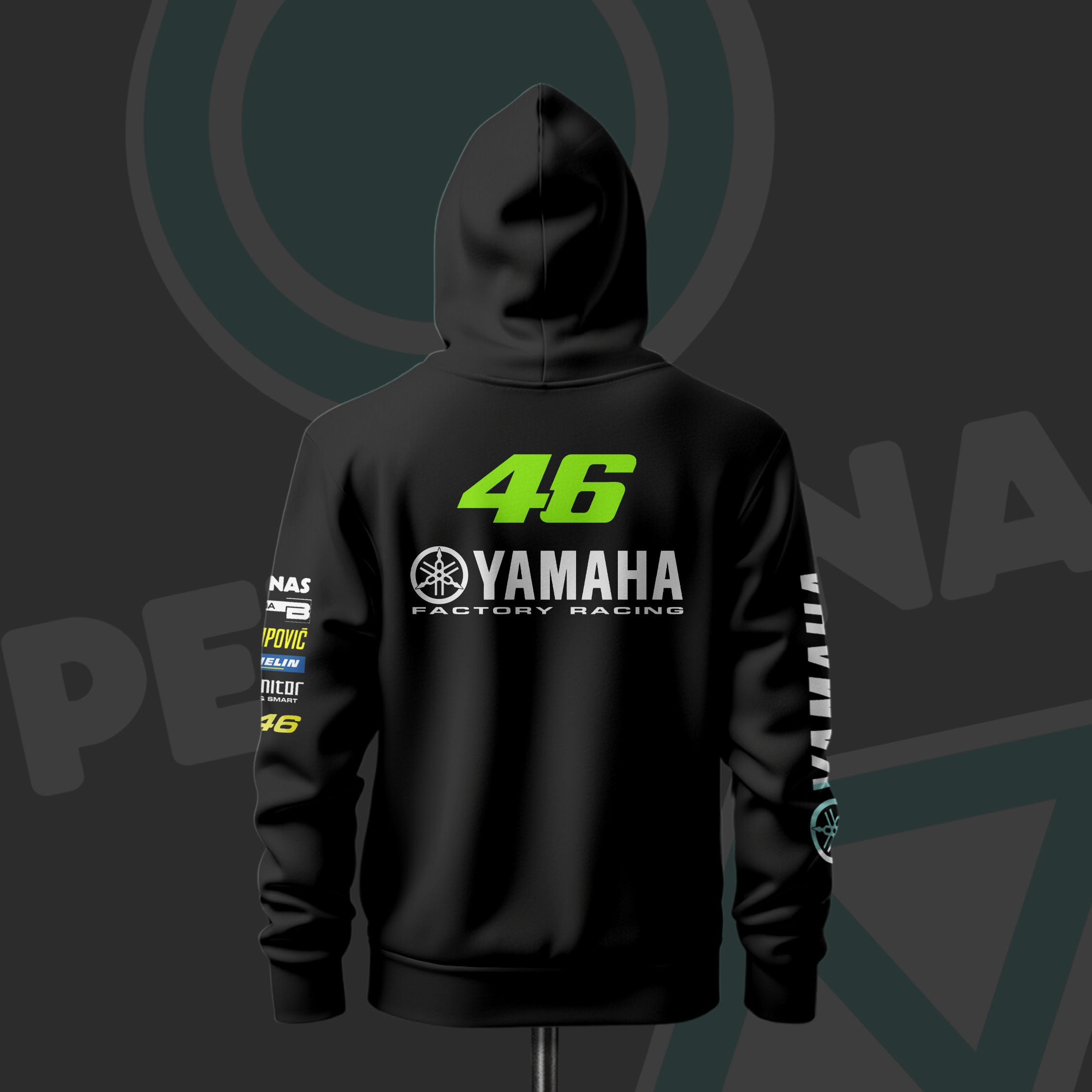 Valentino Rossi VR46 Y Inspired Black Drop Shoulder Hoodie