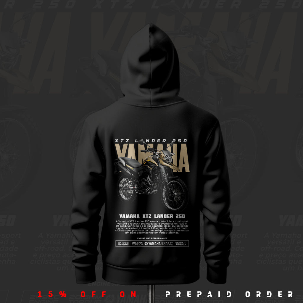 Y XTZ Lander 250 ART Inspired Black Drop Shoulder Hoodie