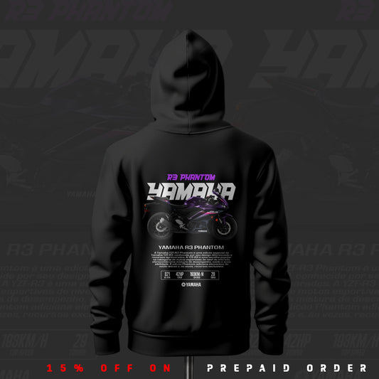 Yamaha R3 Phantom ART Inspired Black Drop Shoulder Hoodie