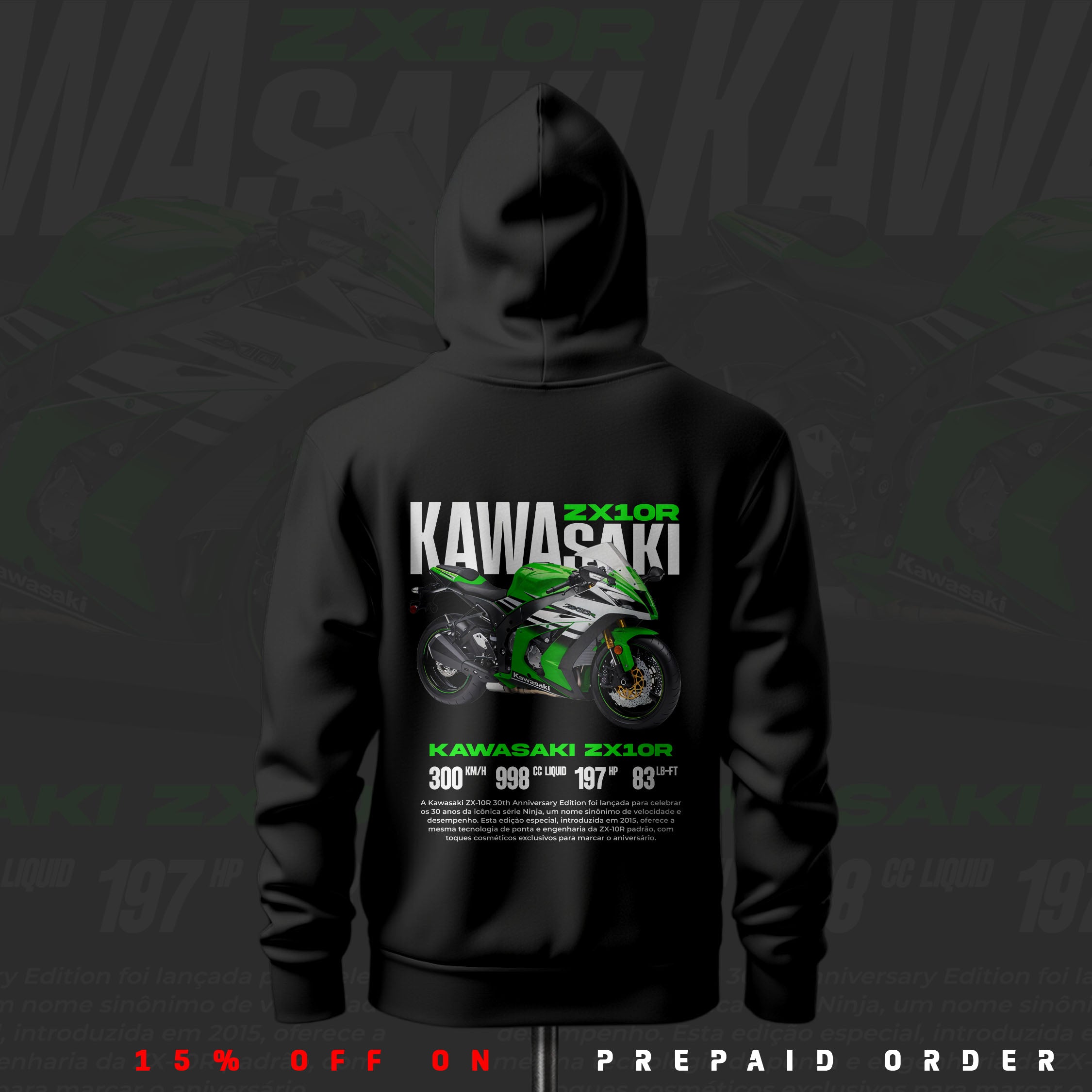 KRT ZX-10R ART Inspired Black Drop Shoulder Hoodie