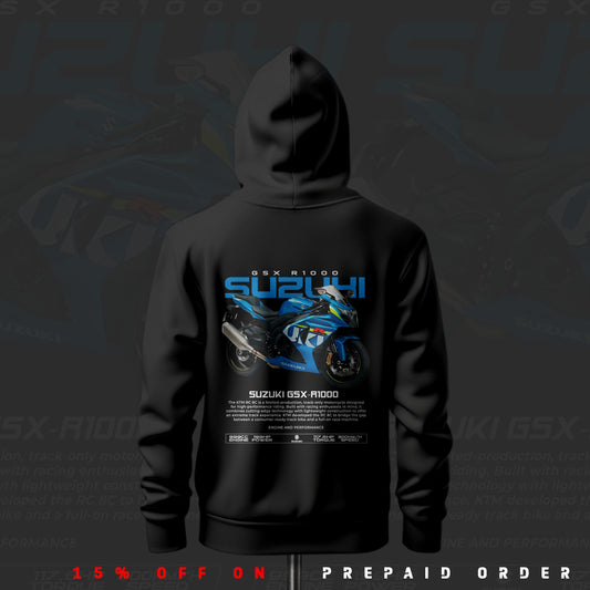 Suzuki GSX-R1000 ART Inspired Black Drop Shoulder Hoodie