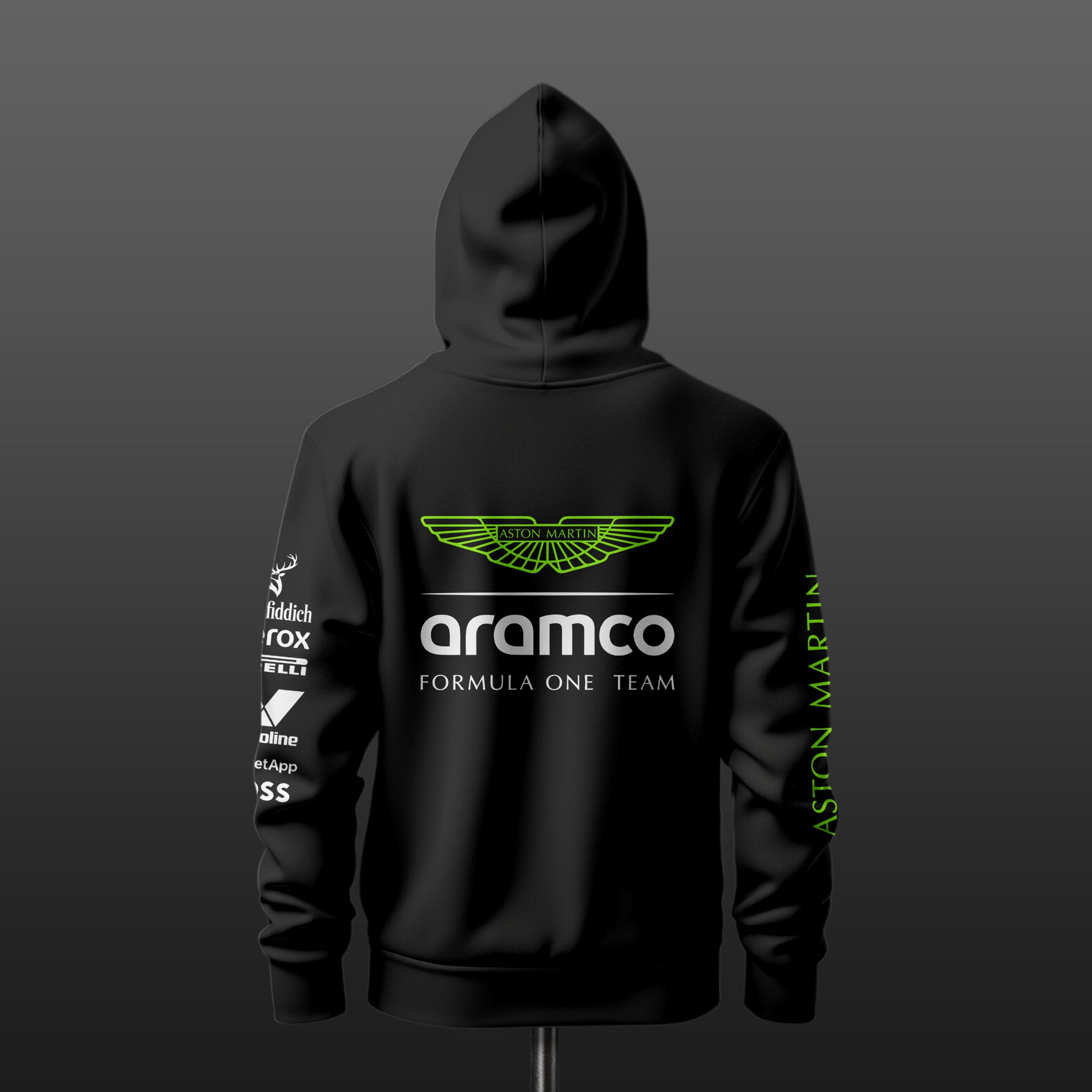 A Martin F1 racing team Inspired Black Drop Shoulder Hoodie