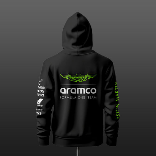 A Martin F1 racing team Inspired Black Drop Shoulder Hoodie