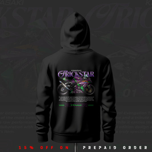 Kawasaki Trickstar ART Inspired Black Drop Shoulder Hoodie